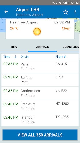Xem các chuyến bay đến và đi tại sân bay