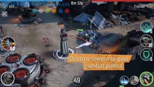 Phá hủy các tháp để nhận điểm combat