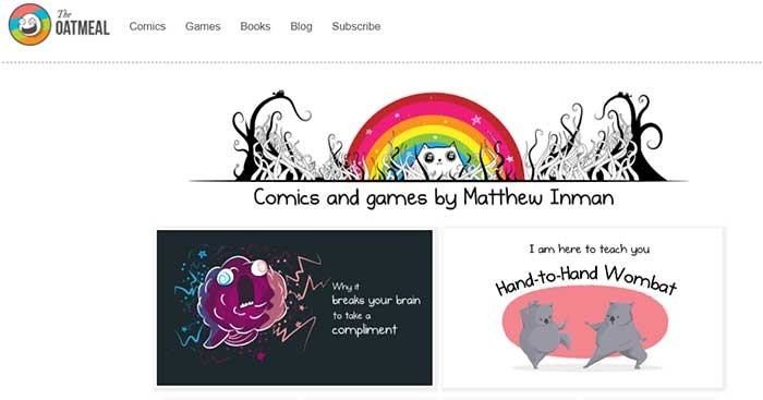 The Oatmeal là một website truyện tranh hài hước để giải trí trong thời gian rảnh