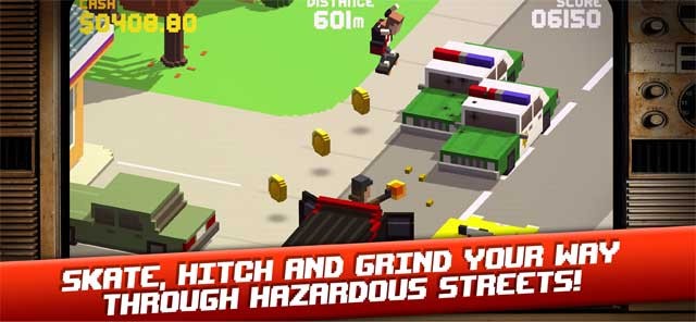 Trượt và luồn lách qua những chướng ngại vật trên đường phố nhộn nhịp