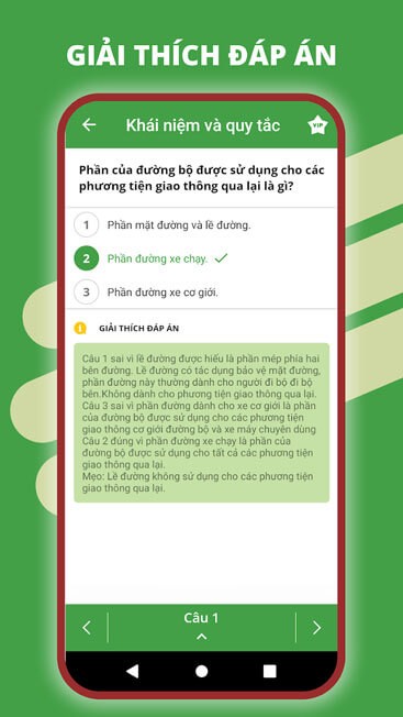 Giải thích các đáp án