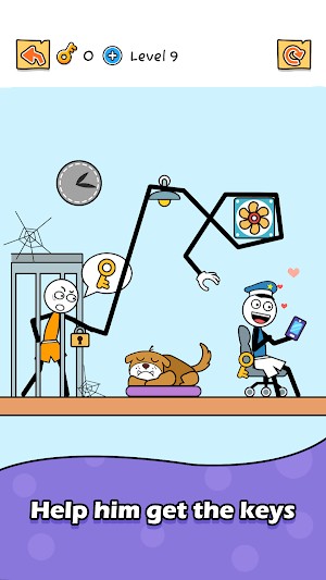 Giúp anh chàng lấy được chìa khóa mở phòng giam