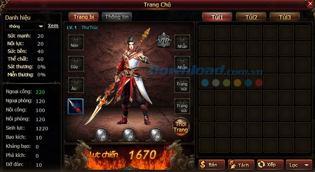 Trang bị nhân vật trong game Thiên Long Bát Bộ