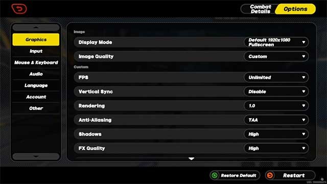Có rất nhiều mục có thể điều chỉnh trong phiên bản ZZZ cho PC