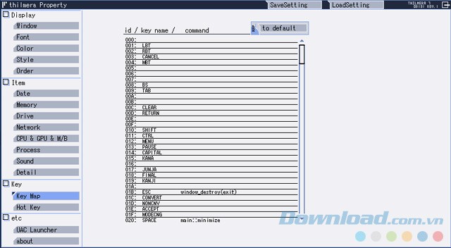 Đặt phím tắt trong thilmera7