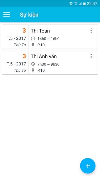 Danh sách sự kiện