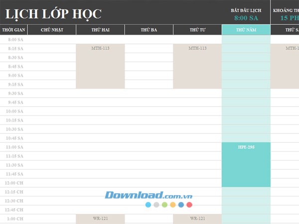 Thời khóa biểu cho sinh viên