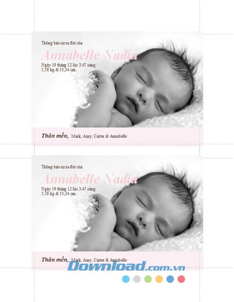 Thông báo sinh con - Màu hồng