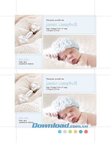 Thông báo sinh con - Màu lam