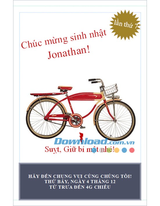 Thư mời dự tiệc sinh nhật