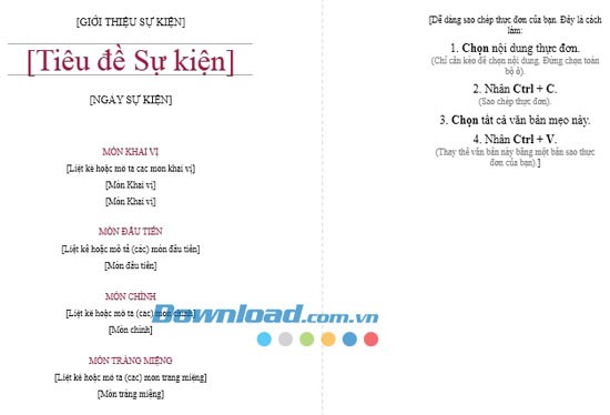 Thực đơn lịch thiệp