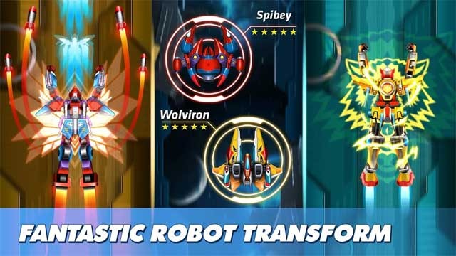 Trong Thunder Fighter Squadron, bạn có thể biến hình máy bay thành robot chiến đấu