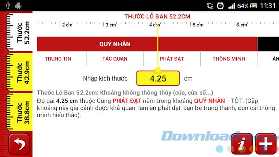 Ứng dụng phong thủy Thước Lỗ Ban