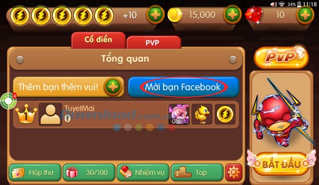 Mời bạn bè cùng tham gia Tia chớp