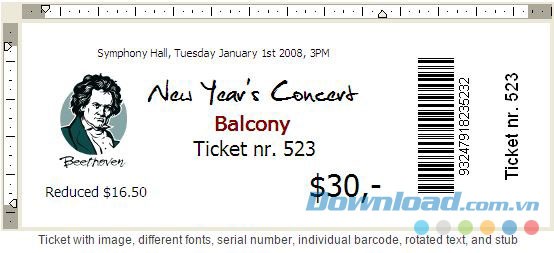 Mẫu vé trong TicketCreator