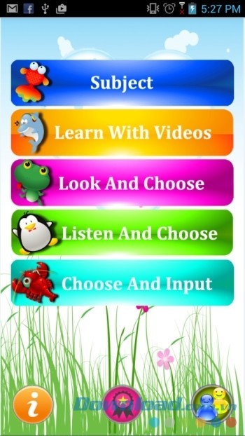 Giao diện chính của Tiếng Anh Cho Trẻ Em