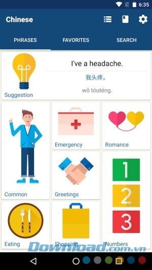 Giao diện Học tiếng Trung for Android