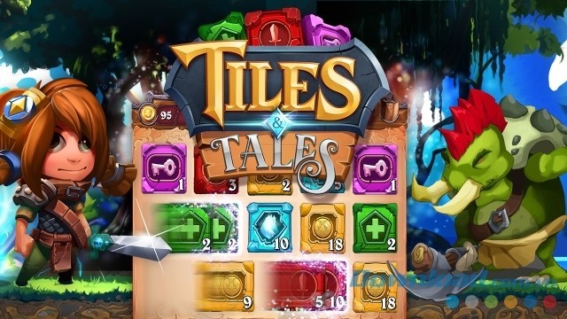 Di chuyển các ô vuông trong game phiêu lưu miễn phí Tiles & Tales cho máy tính