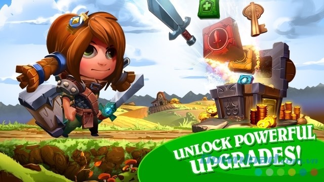 Mở khóa nhiều kiểu nâng cấp mạnh mẽ trong game phiêu lưu miễn phí Tiles & Tales cho máy tính