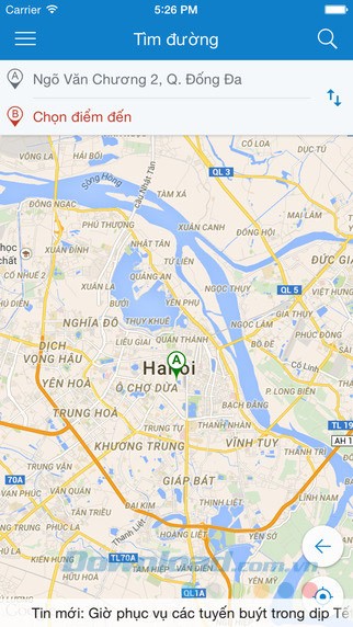 Giao diện chính Tìm Buýt