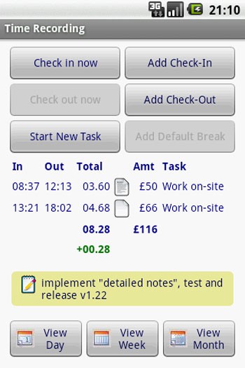 Time Recording For Android