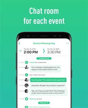 Ứng dụng cung cấp tính năng trò chuyện nhóm cho mỗi kế hoạch