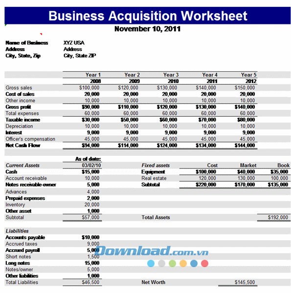 Tính toán mua lại doanh nghiệp