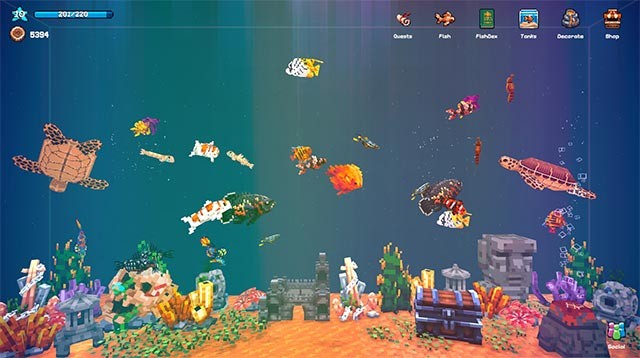 Tiny Aquarium: Social Fishkeeping mô phỏng câu cá và trang trí bể cá cảnh trên desktop