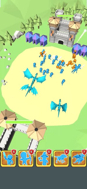 Chiến đấu phá hủy lâu đài kẻ thù trong game Tiny Kingdom