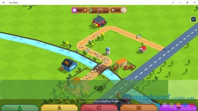 Giao diện chính của game quản lý nông trại Tiny Sheep miễn phí cho máy tính