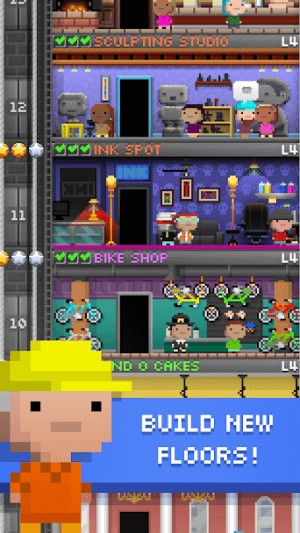 Tiny Tower là một trò chơi xây tháp cao tầng đồ họa 8-bit ấn tượng