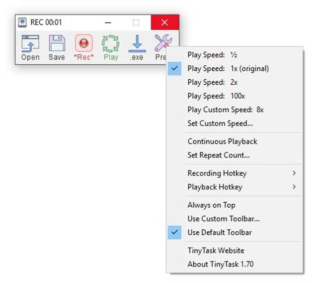 TinyTask chiếm rất ít dung lượng và không tiêu tốn nhiều tài nguyên nền