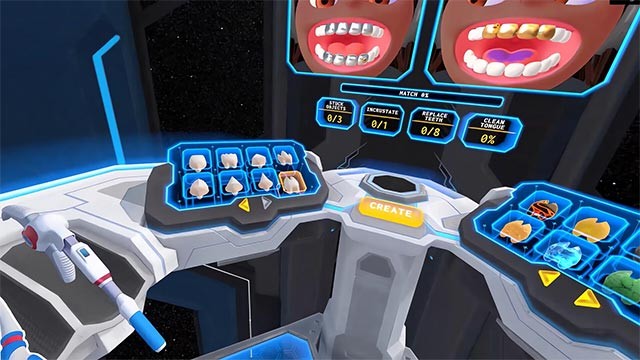 Khám phá công cụ chữa răng, làm móng phong phú trong Titans Clinic VR