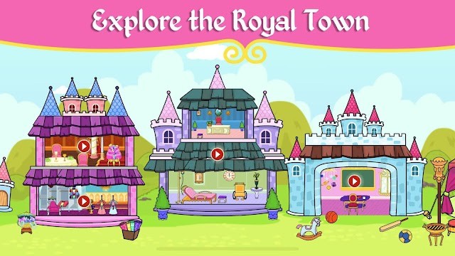 Khám phá thị trấn hoàng gia trong game Tizi World Princess Town Games