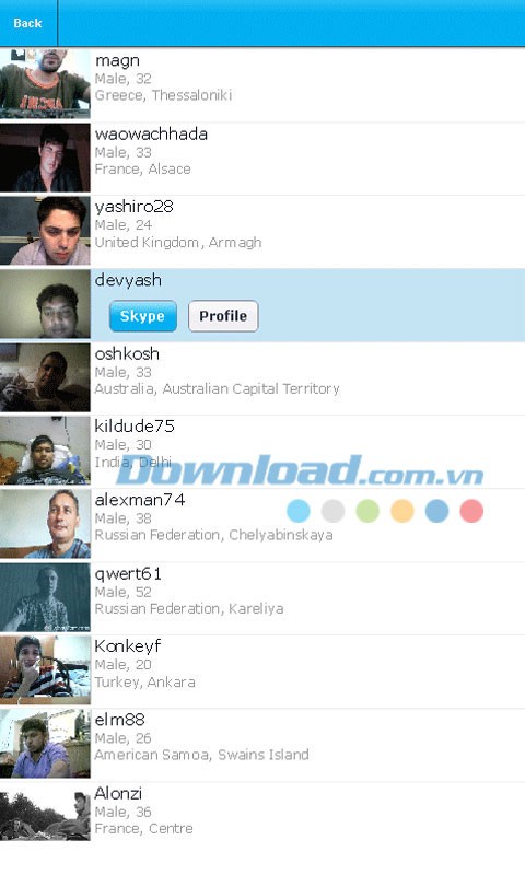 TK Contact list for Skype on Android