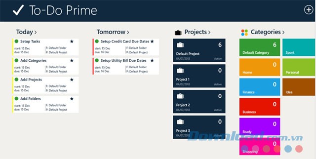 Giao diện ứng dụng To-Do Prime
