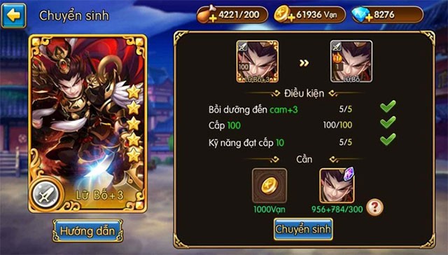 Giao diện Chuyển sinh