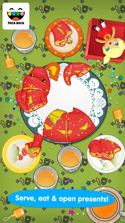 Thưởng thức bữa tiệc và mở quà