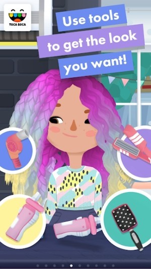 Sử dụng công cụ để tạo ra bất kỳ kiểu tóc nào mình muốn trong game Toca Hair Salon 3