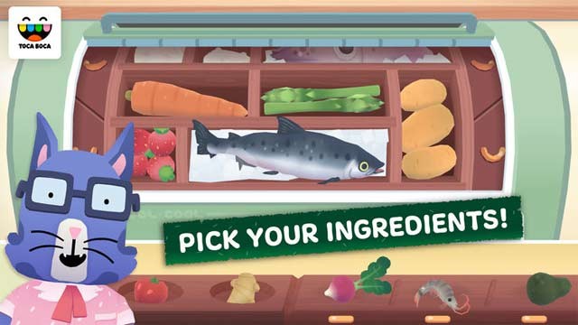 Chọn nguyên liệu tươi ngon để chế biến món sushi trong Toca Kitchen Sushi