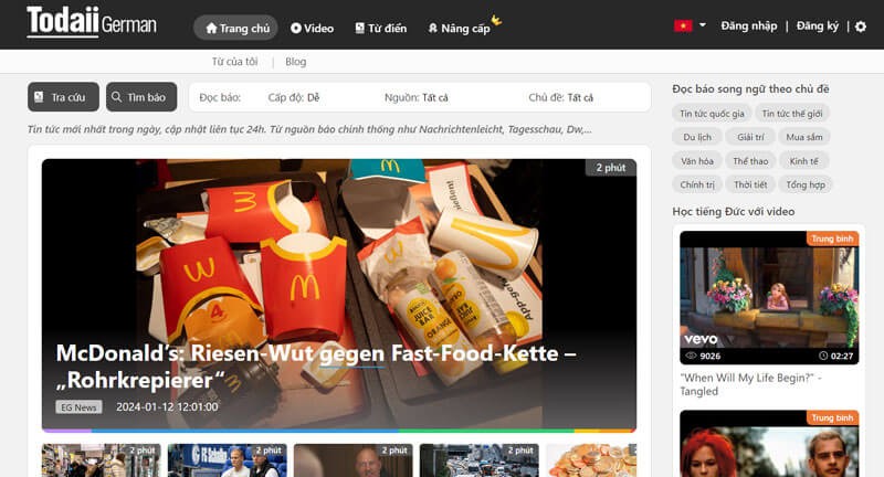 Todaii: Easy German - Học Tiếng Đức qua tin tức