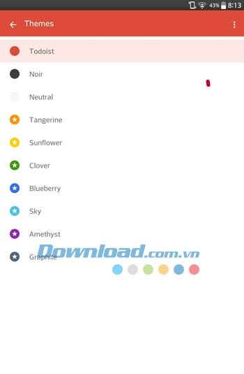 Lựa chọn hình nền ứng dụng Todoist cho Android