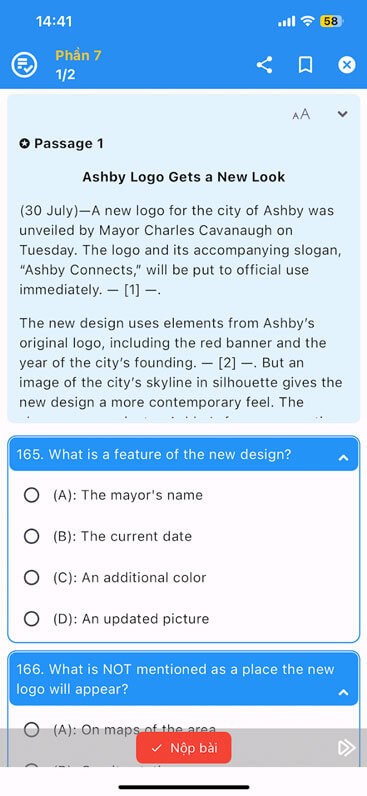 Mẫu đề thi Toeic