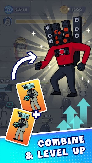 Kết hợp và lên cấp quái vật trong game Toilet Monster Evolution