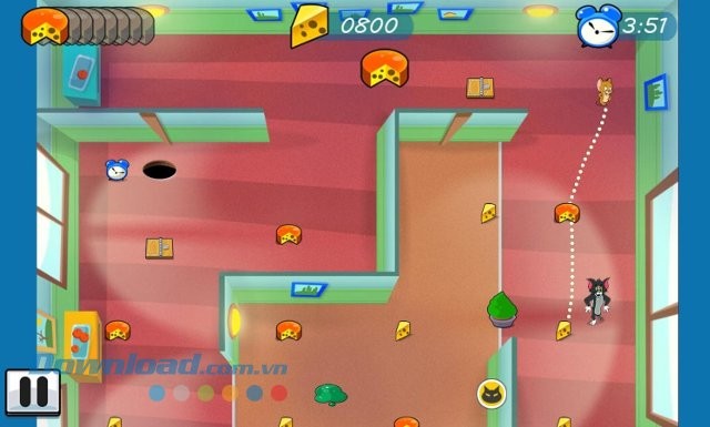 Giúp chuột Jerry thu thập pho mát trong game Tom & Jerry: Mouse Maze