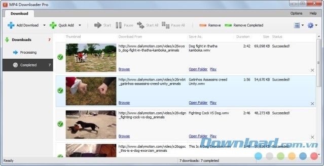 Tomabo MP4 Downloader Pro có tốc độ xử lý file khá nhanh
