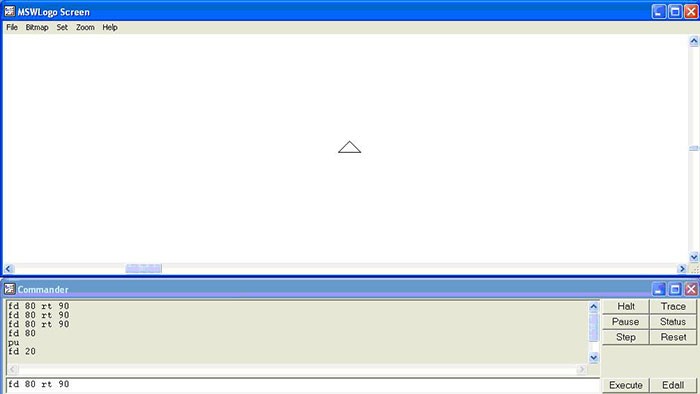 Giao diện của MSWLogo - Microsoft Windows Logo, công cụ lập trình phù hợp cho người mới bắt đầu