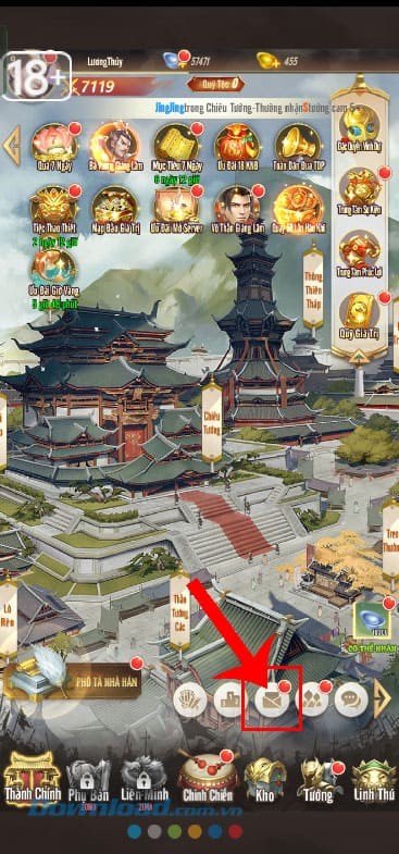 Ấn vào mục Hòm thư