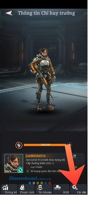 Nhấn vào mục Cài đặt