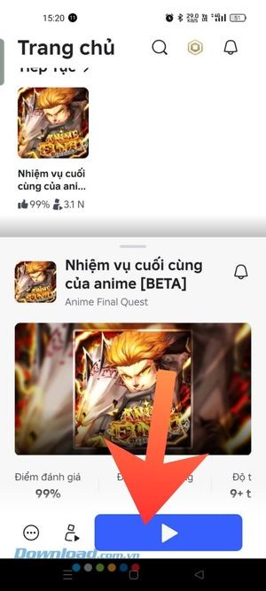 Truy cập vào game Anime Final Quest